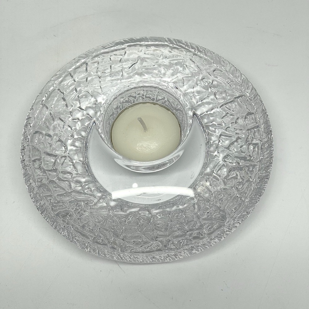 Vintage Orrefors Discus Votive Candle Holder Sweden Lars Hellsten Crystal Glass - Picture 2 of 8